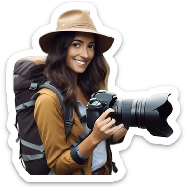 woman photographer fujifilm camera hiking taking photo brunette sticker