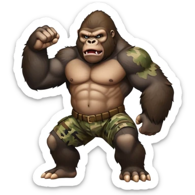 A gorilla fighting a war as gorilla warfare sticker