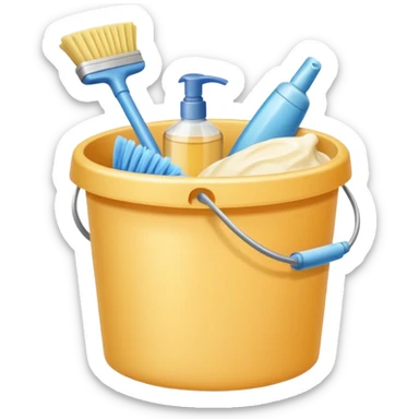 Realistic cleaning essentials with cream color sticker