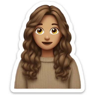 brown haired girl with an oversized jumper  sticker