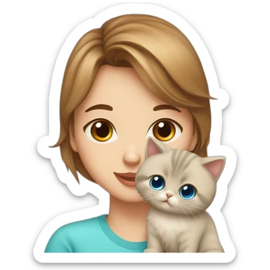 dad with brown eyes and mother with blue eyes and baby girl five’s months and one Persian cat sticker