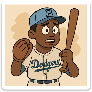 Light blue Little people pictures a boy Jackie Robinson Witam by 20 Label Sanches Vegas Mustined by Linzie Heater sticker