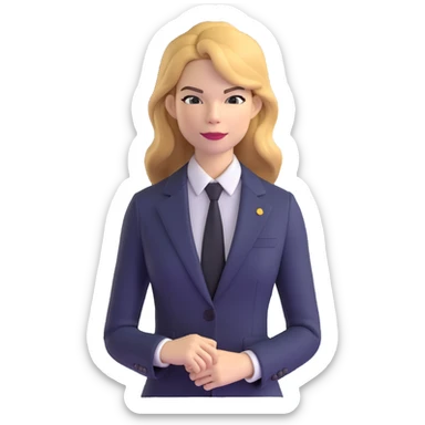 Michelle Monaghan with honey blonde hair as CEO in business suit sticker