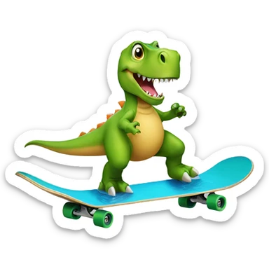 A dinosaur on a skateboard in the water sticker