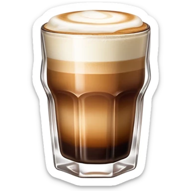 Small 4.5 ounce Gibraltar glass with cortado espresso drink, smooth gradient from light brown on top to darker at bottom, no white froth, just smooth milk and espresso integration sticker