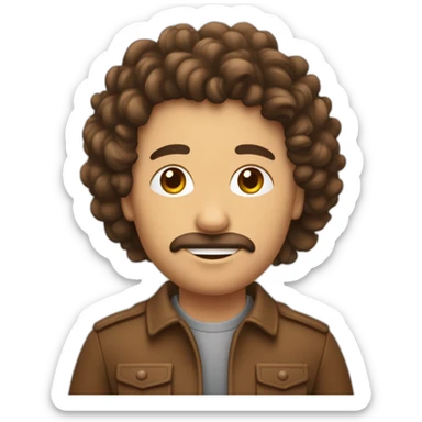 un mec brun avec des cheveux bouclé et rasé du coter sticker