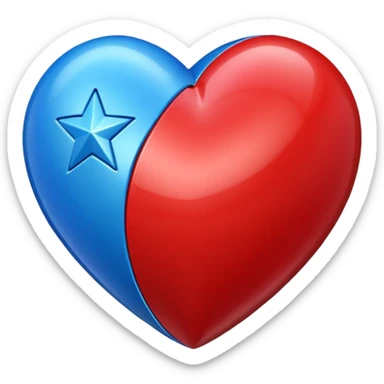 A geometric red 3D heart with a blue star inside sticker