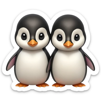 Isolated, highly detailed illustration of the most incredibly cute baby penguins side by side, 
figurine imaginable, toy style. sticker