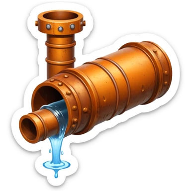 sewer pipe with leaking water rust clear sticker