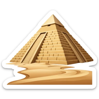 An emoji of the ancient Egyptian Great Pyramid of Giza. It is a large, triangular structure made of stone blocks against a desert background. sticker