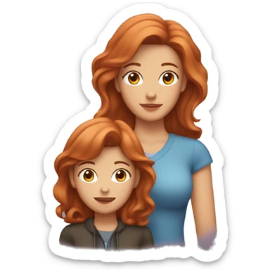 Mother with brunette hair with adult daughter with light red hair  sticker