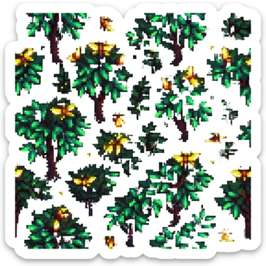 fireflies glowing around bushes at night sticker