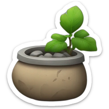 A rock with a pot on op sticker