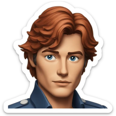 alain delon young space cowboy blue eyes neat red hair sticker