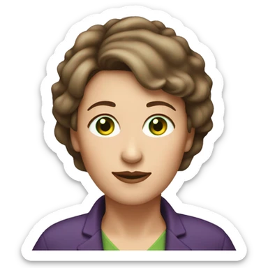 Woman age 52 with green eyes and short brown hair with hilites  sticker