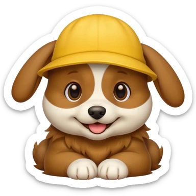 puppy dog with hat yellow sticker