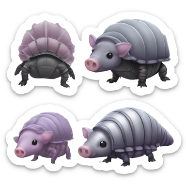 Lavender gray Pig armadillo darth Vader isopod lobster tail fanned tail feathered tail pig armadillo darth Vader face sticker