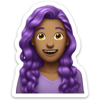 person with purple hair sticking their tongue  sticker