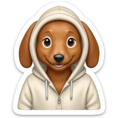 Wiener dog Wearing a hoodie￼ sticker