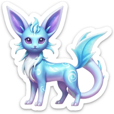 Shiny Iridescent Nebulae Espeon-Lumineon-Vaporeon-Amaura-Glaceon-Dragonair-Fakémon-hybrid-creature (full body)  sticker