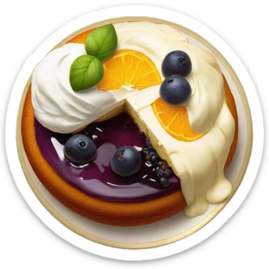 Orange tea cake w/ mascarpone and a huckleberry and pistachio compote  sticker