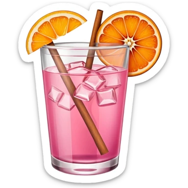 Pink drinks with orange slice and spice on the rim sticker