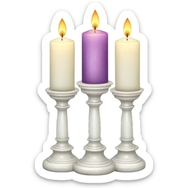 Aesthetic scenic beautiful gorgeous pretty elegant sparkly shiny scene of Candles white and with flowers and marble pedestals and lush vines and ferns sticker