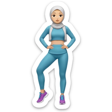 High resolution full body of a girl wearing a hijab and is a fitness trainer sticker