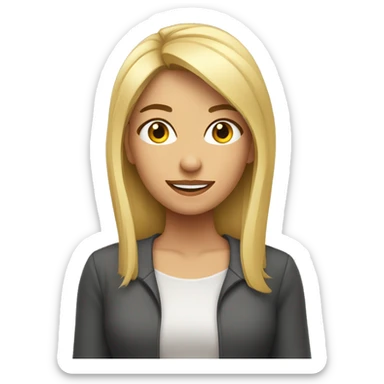 mujer rubia  con cabello muy cort sticker