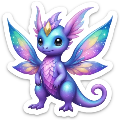 Pastel fantasy nebula glittery Randomly-faerie-drake-colored sparkly exotic Fakémon-creature sticker
