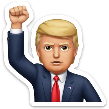 donald trump's fist held high in the air with fully extended arm after assassination attempt sticker