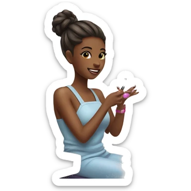 Girl getting a manicure at nail salon sticker