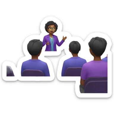 Purple humanised Cat psychologist leads the session sticker