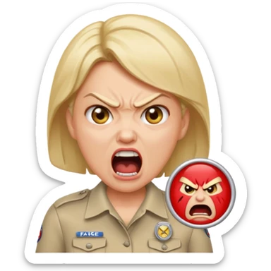 emojis.com a-karen-mom-yelling-at-somebody-that-wont-take-their-dog-out-and-is-showing-her-badge-but-its-fake sticker