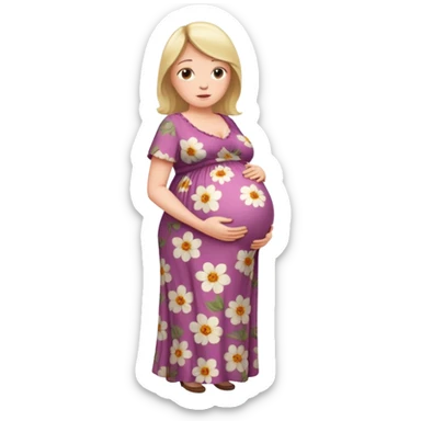 very heavily pregnant overdue woman with very  very big and large belly  sticker