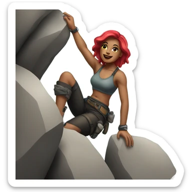 Beautiful tattooed woman climbing rocks sticker