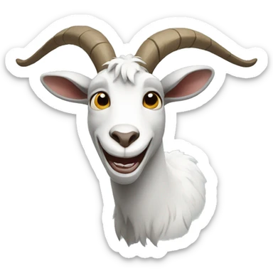 a grey and white goat making a weird face to make someone laugh sticker