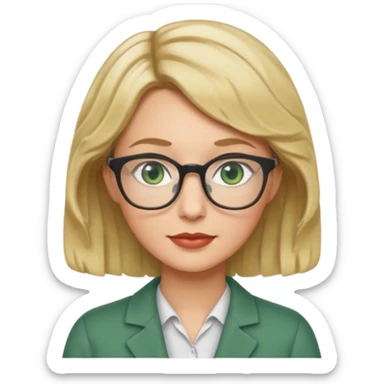 librarian teacher with short wavy blonde hair and green eyes sticker
