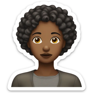 sad black woman with short tight curly hair sticker