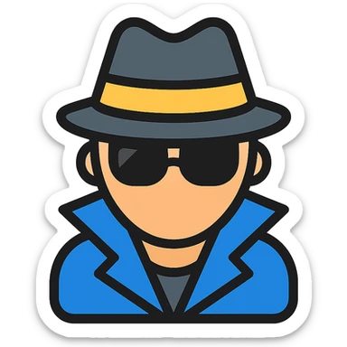 secret agent silhouette wearing sunglasses and a fedora sticker