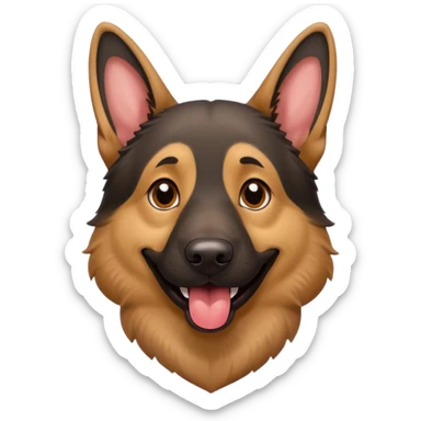 cartoon style dark German Shepherd dog with longer tongue hanging out  sticker