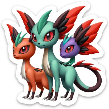 Meloetta-Yveltal-Noivern-Pokémon-Fakémon-creature sticker