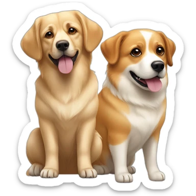 big white labrador and ginger pekingese corgi sticker