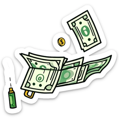 money gun spraying cash sticker