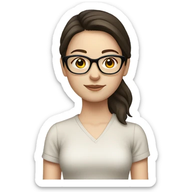 Brunette girl with light frame glasses and pale skin sticker