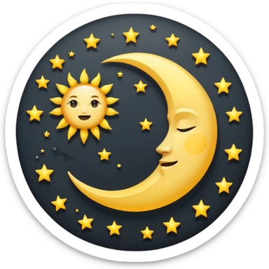 Genarate me a emoji of Drak mode moon and bright mode sun Like we got In our mobile phones sticker