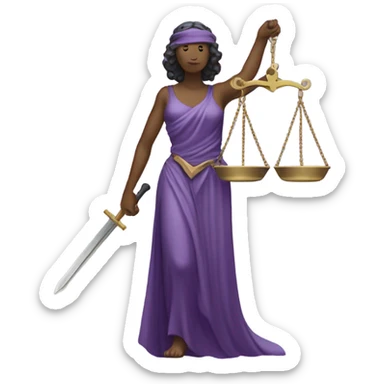 A purple hill with the statue of justice on it sticker