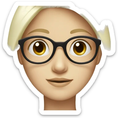 Pale Girl with dark blonde Haie and Blue-Green eyes with round glasses sticker