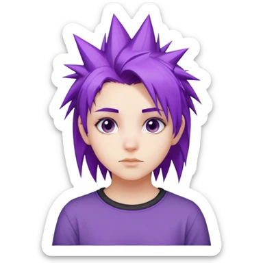 "- Nữ
- 15 tuổi
- Da trắng
- Tóc tím vuốt mái
- tóc vuốt nhọn, tóc ngắn
" sticker