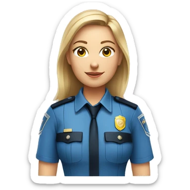 caucasian female police officer blue shirt sticker